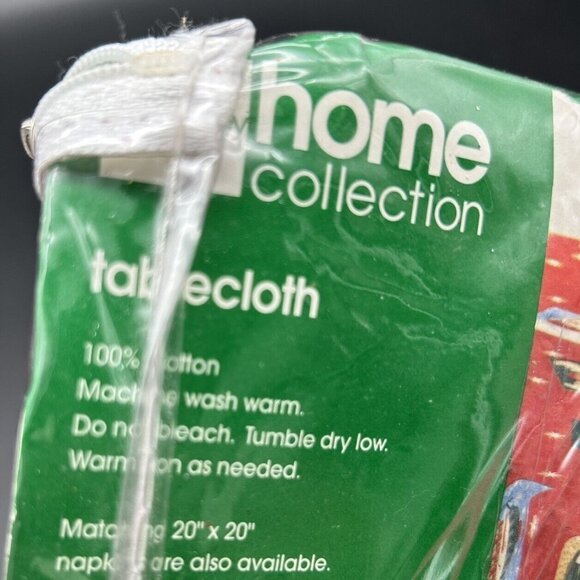 NEW Vintage JC Penney Christmas Table Cloth Red Snowman Santa Reindeer 60" x 84" - Picture 4 of 6